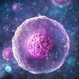 3D illustration of a cell showing the cell membrane and nucleus of the cell 