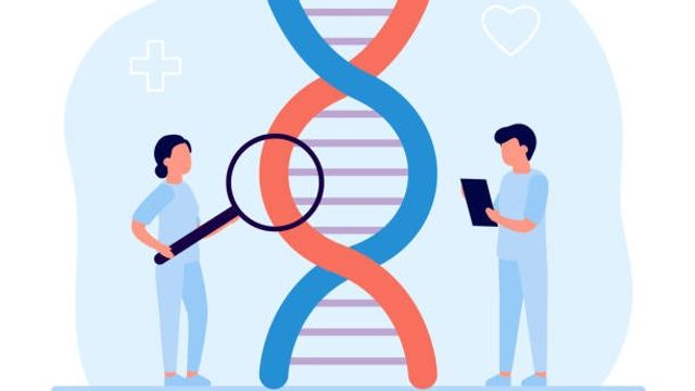 Genetic DNA helix research doctor scientist in laboratory.
