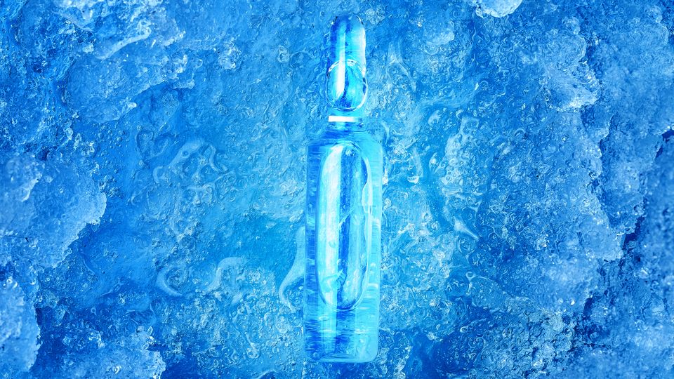 Vaccine vials on ice.