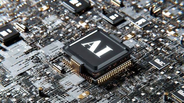 A computer chip with the letters A.I.