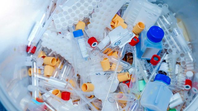 Laboratory plastic waste.