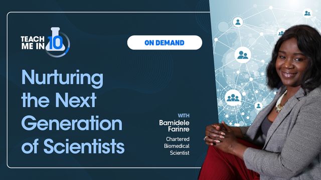 Bamidele Farinre, a chartered scientist, presenting about nurturing the next generation of scientists  